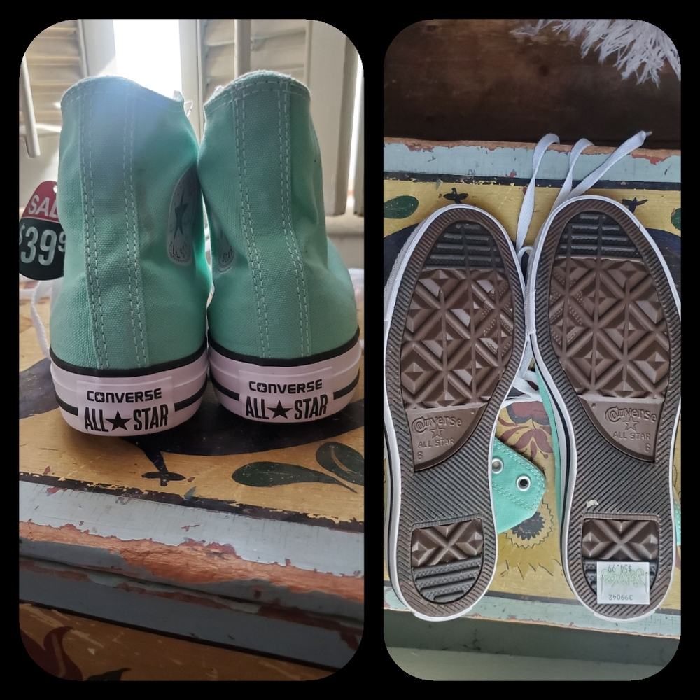 Mint Green Converse Hi Top CHUCKS all star kicks - Picture 4 of 8